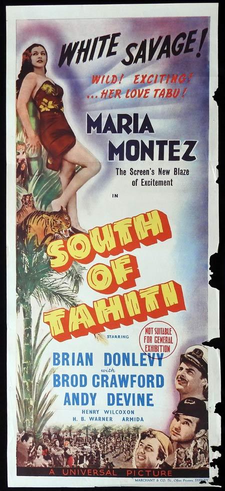 SOUTH OF TAHITI Original Daybill Movie Poster Maria Montez Marchant Graphics