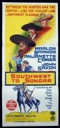 SOUTHWEST TO SONORA Original Daybill Movie poster The Appaloosa Marlon Brando