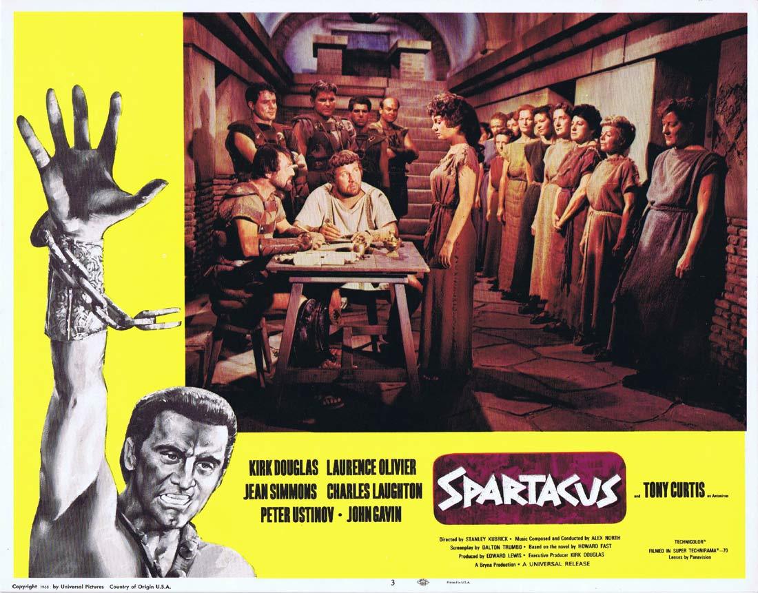 SPARTACUS Original Lobby Card 3 Stanley Kubrick Kirk Douglas 1968r