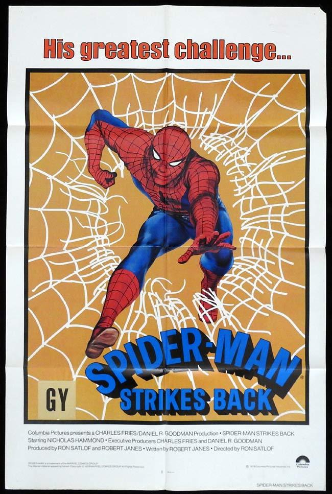 SPIDER-MAN STRIKES BACK Original One sheet Movie poster Nicholas Hammond Spiderman