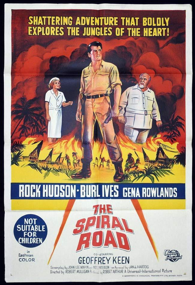THE SPIRAL ROAD Original One sheet Movie poster Rock Hudson Burl Ives