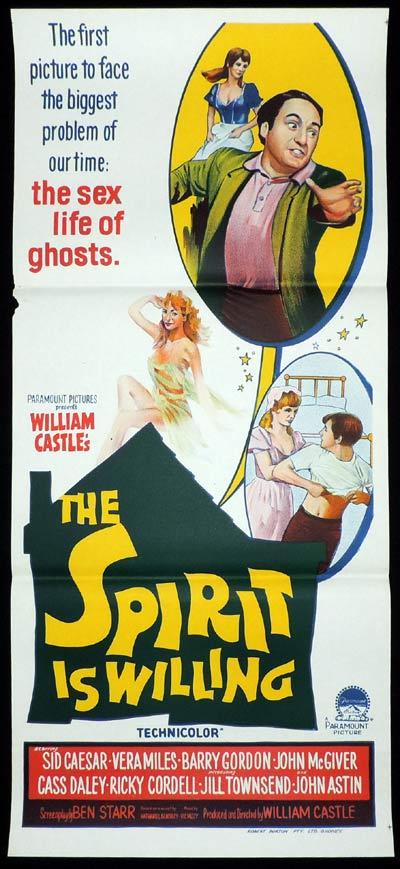 THE SPIRIT IS WILLING Daybill Movie Poster William Castle Ghosts