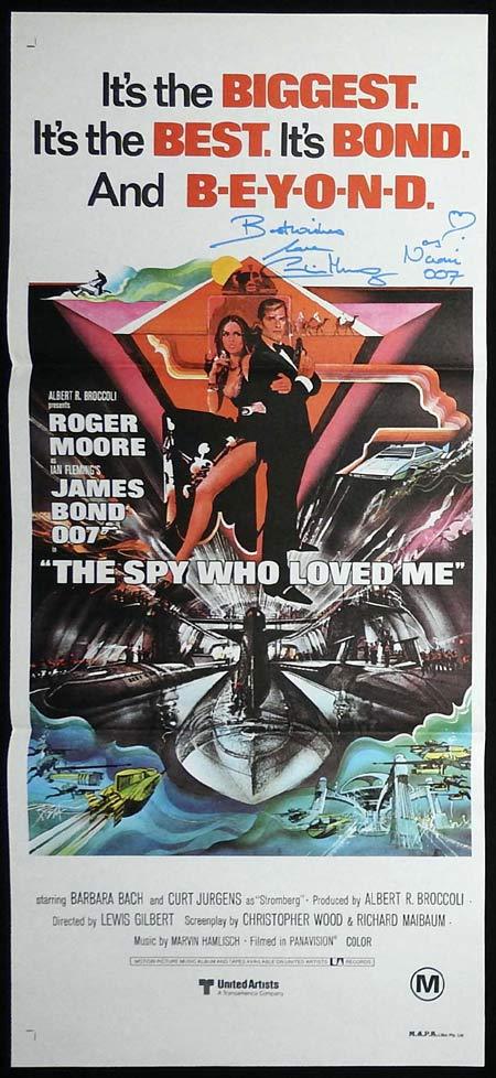 THE SPY WHO LOVED ME Daybill Movie poster AUTOGRAPHED by Caroline Munro