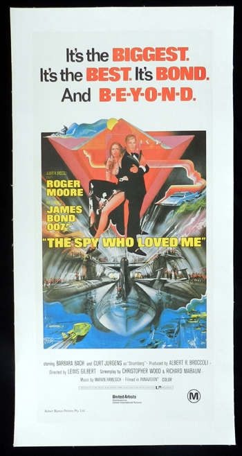 SPY WHO LOVED ME James Bond Australian LINEN BACKED daybill Movie poster PEAK art Robert Burton