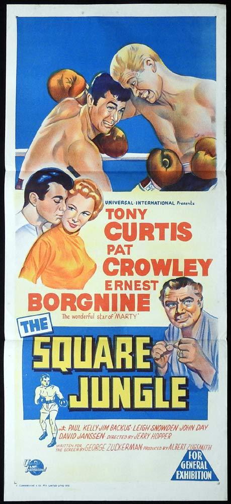 THE SQUARE JUNGLE Daybill Movie Poster Tony Curtis BOXING Ernest Borgnine