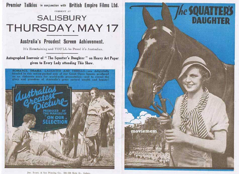 THE SQUATTERS DAUGHTER Original Vintage Movie Herald 1933 Australian Cinema Classic RARE