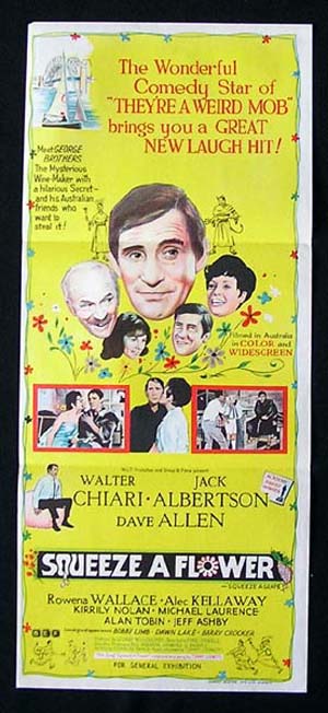 SQUEEZE A FLOWER 1970 Walter Chiari Australian Daybill Movie poster