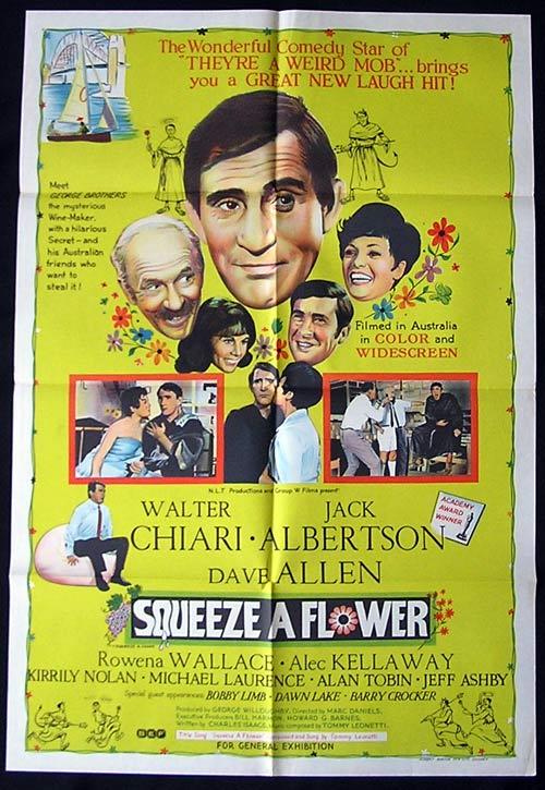 SQUEEZE A FLOWER 1970 Walter Chiari Australian one sheet Movie poster