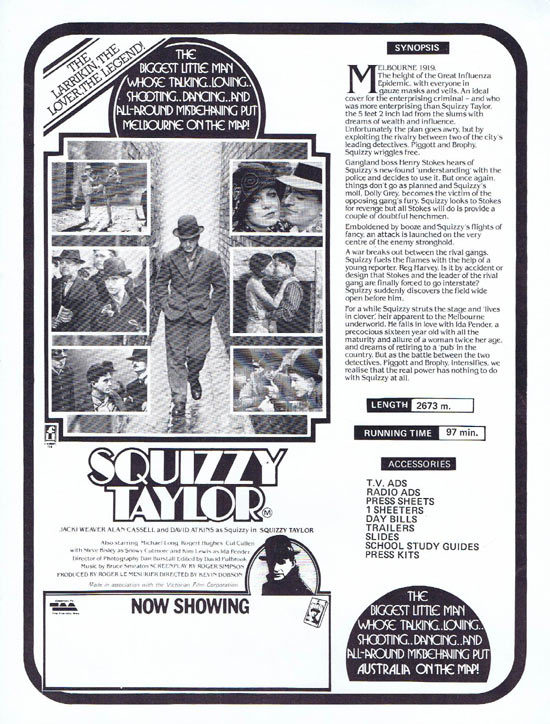 SQUIZZY TAYLOR Rare AUSTRALIAN Movie Press Sheet