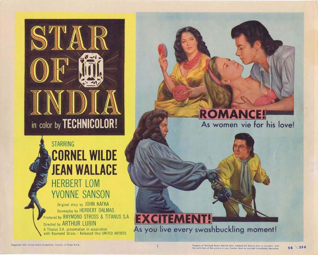 STAR OF INDIA 1956 Cornel Wilde Title Lobby Card