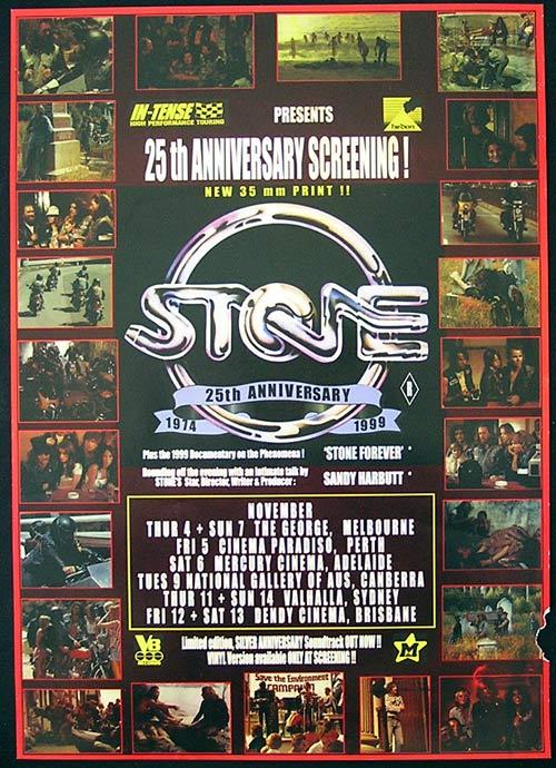 STONE Sandy Harbutt MOTORCYCLE BIKER Rare 25th Anniversary poster