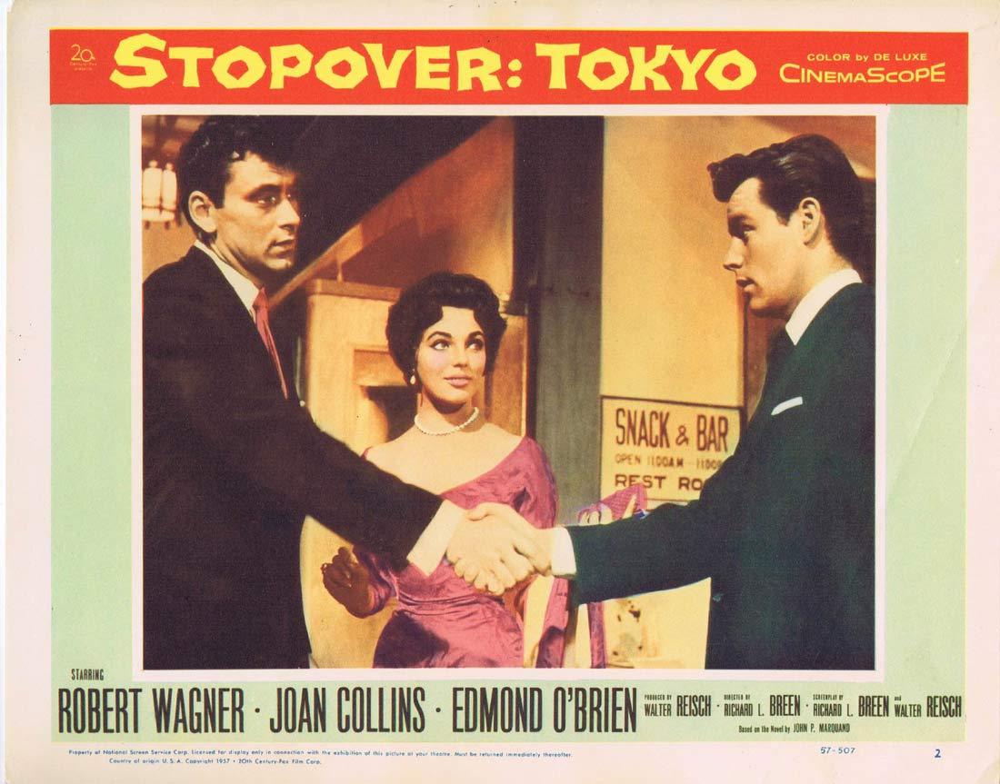 STOPOVER TOKYO Original Lobby Card 2 Robert Wagner Joan Collins