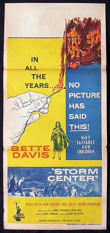STORM CENTER 1956 Bette Davis RARE Daybill Movie Poster