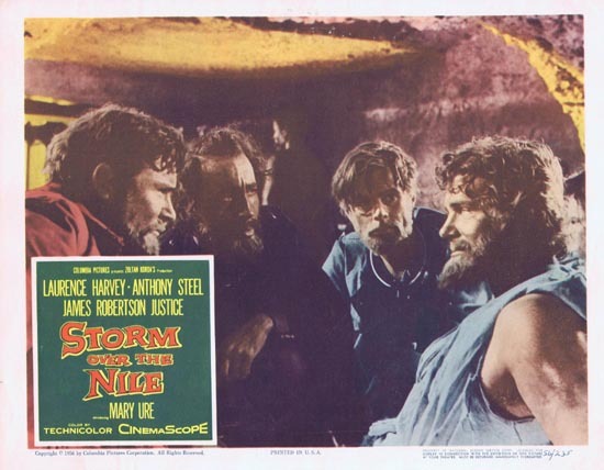 STORM OVER THE NILE Lobby card 2 1956 Anthony Steel Laurence Harvey