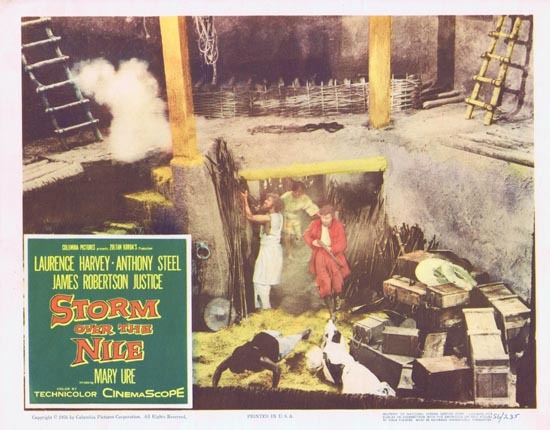 STORM OVER THE NILE Lobby card 4 1956 Anthony Steel Laurence Harvey