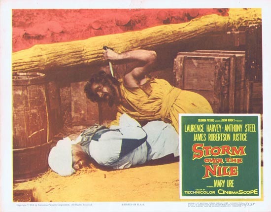 STORM OVER THE NILE Lobby card 5 1956 Anthony Steel Laurence Harvey