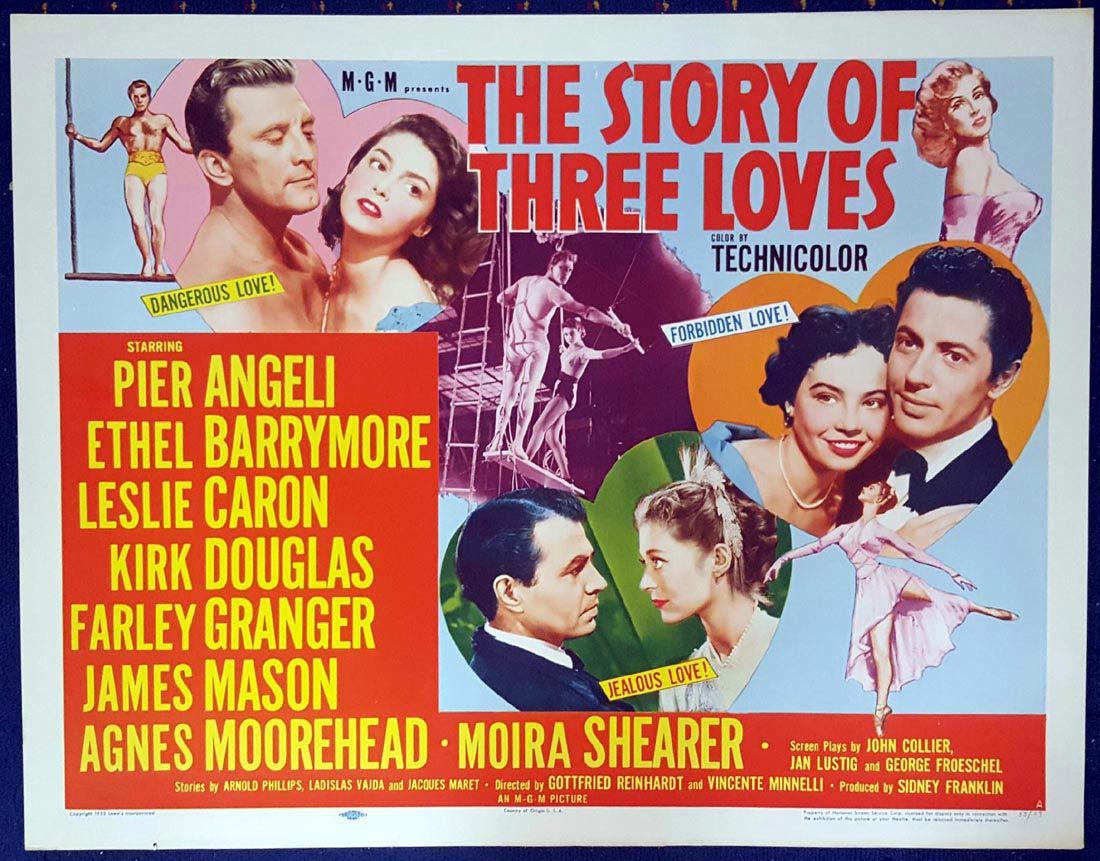 THE STORY OF THREE LOVES US Half sheet Movie poster Ethel Barrymore Leslie Caron Kirk Douglas