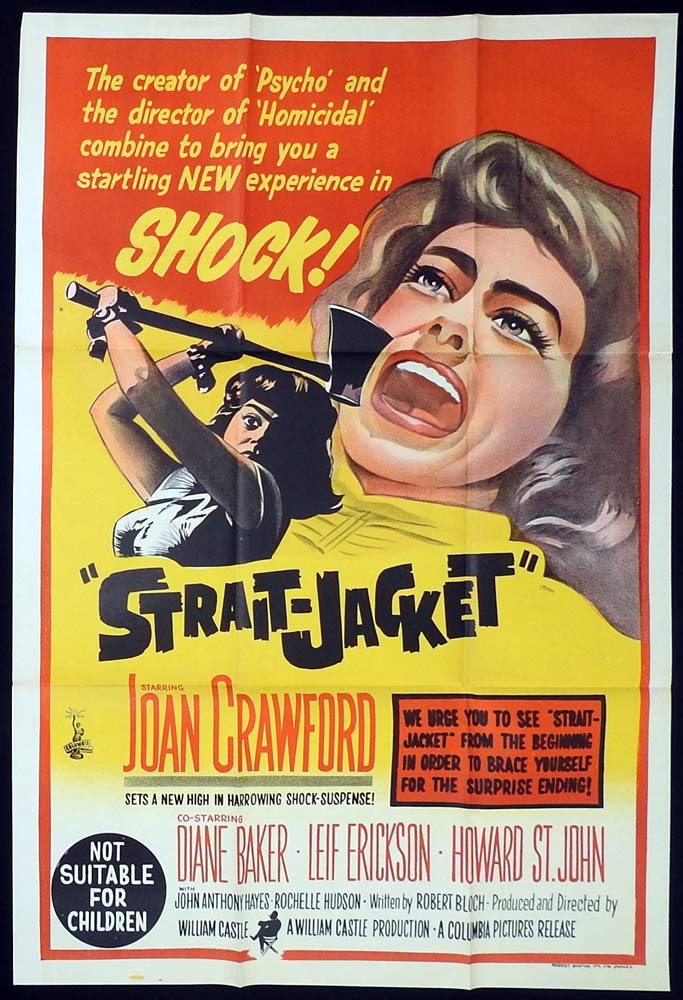 STRAIT JACKET One sheet Movie poster Joan Crawford William Castle Horror