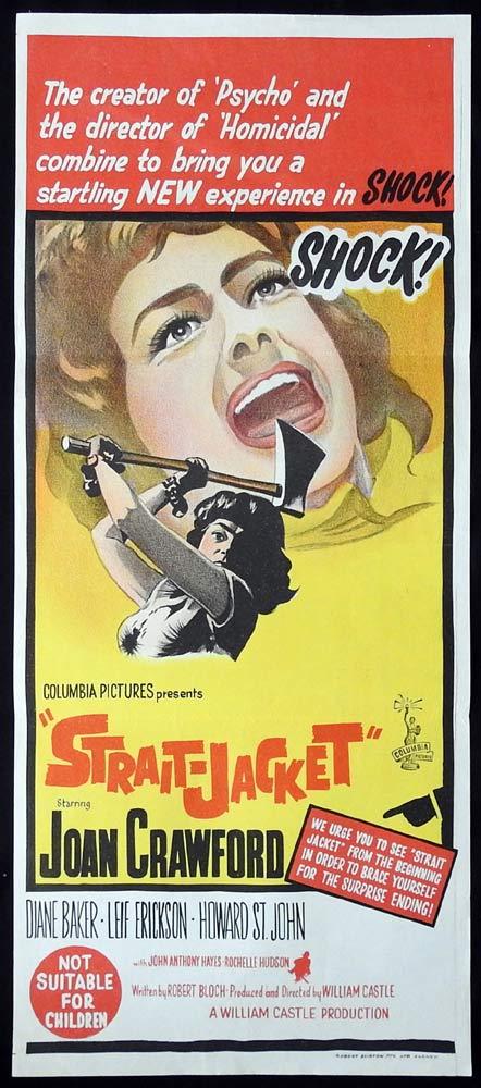 STRAIT JACKET Original Daybill Movie poster Joan Crawford Axe Murder