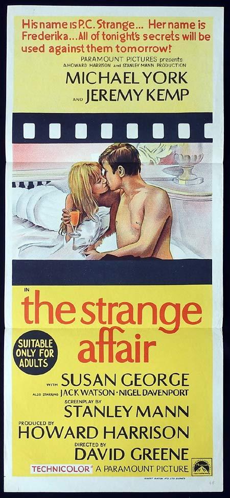 THE STRANGE AFFAIR Original Daybill Movie Poster Michael York Susan George