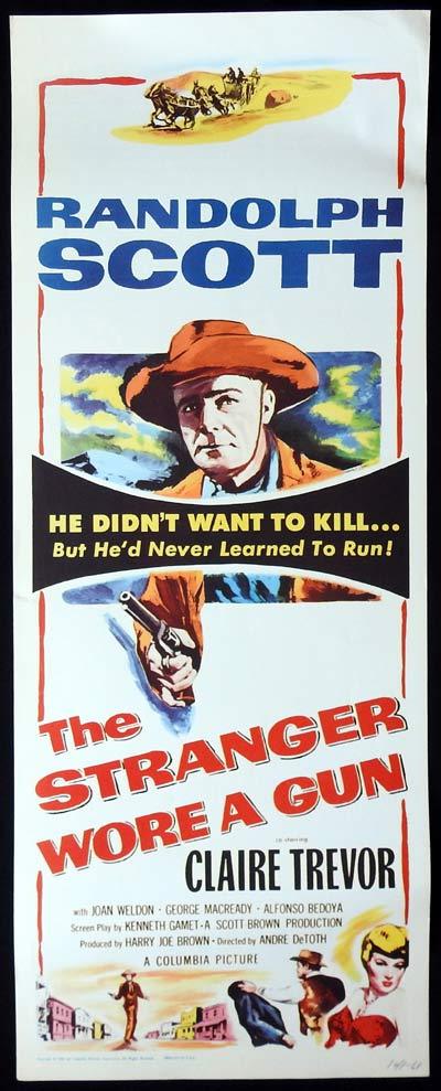 THE STRANGER WORE A GUN US Insert Movie Poster Randolph Scott