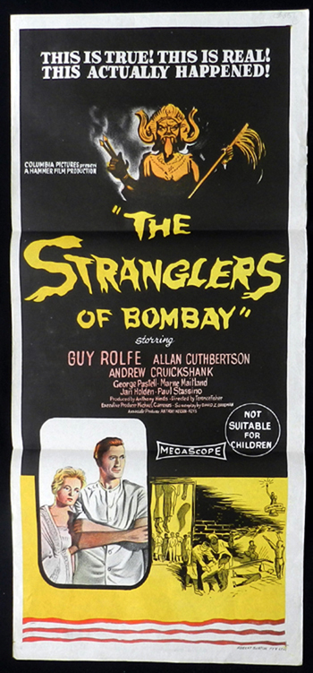 STRANGLERS OF BOMBAY 1960 Hammer Horror daybill Movie poster