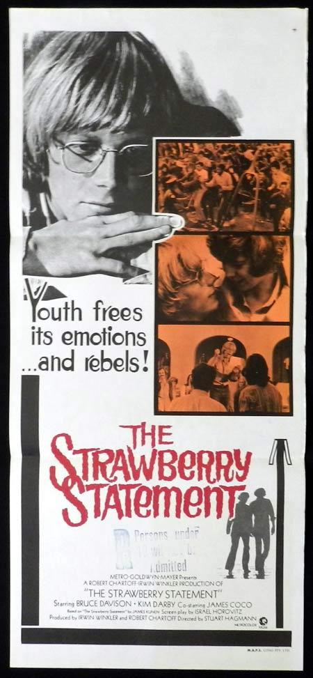 THE STRAWBERRY STATEMENT Original Daybill Movie Poster Bruce Davison Kim Darby Bud Cort