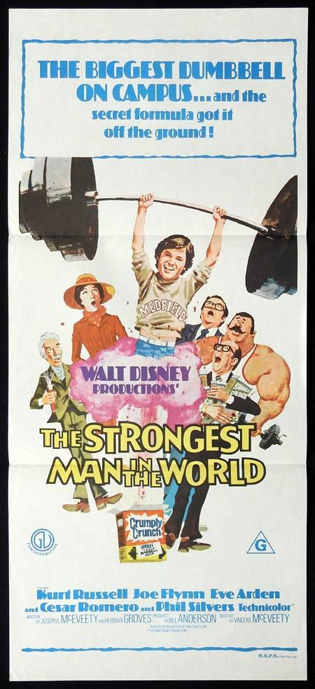 THE STRONGEST MAN IN THE WORLD Rare Original Daybill Movie Poster Kurt Russell
