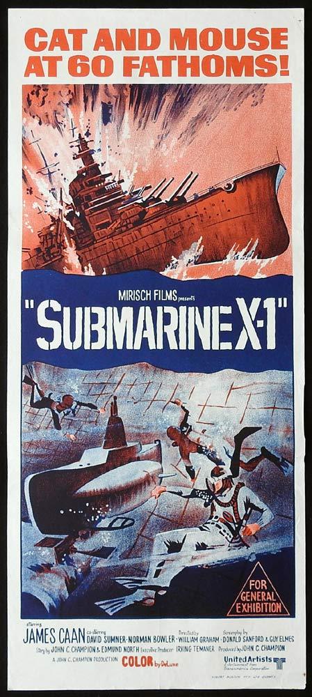 SUBMARINE X1 Original Daybill Movie Poster James Caan David Sumner Scuba Diving