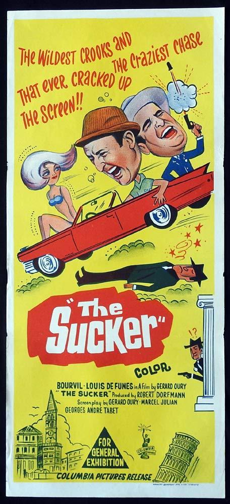 THE SUCKER Original Daybill Movie Poster Bourvil Louis de Funè