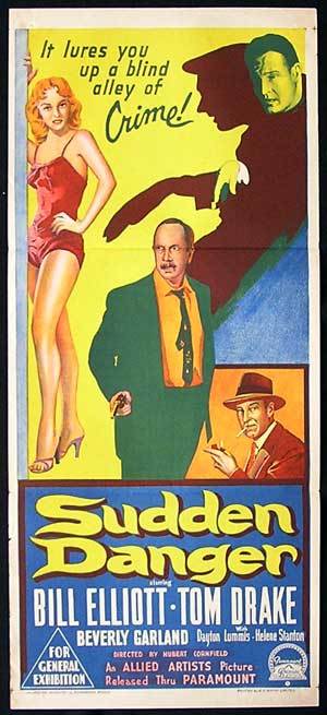 SUDDEN DANGER Richardson Studio Film Noir RARE Daybill Movie poster