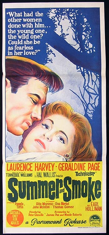 SUMMER AND SMOKE daybill Movie poster Laurence Harvey Geraldine Page Michael Caine
