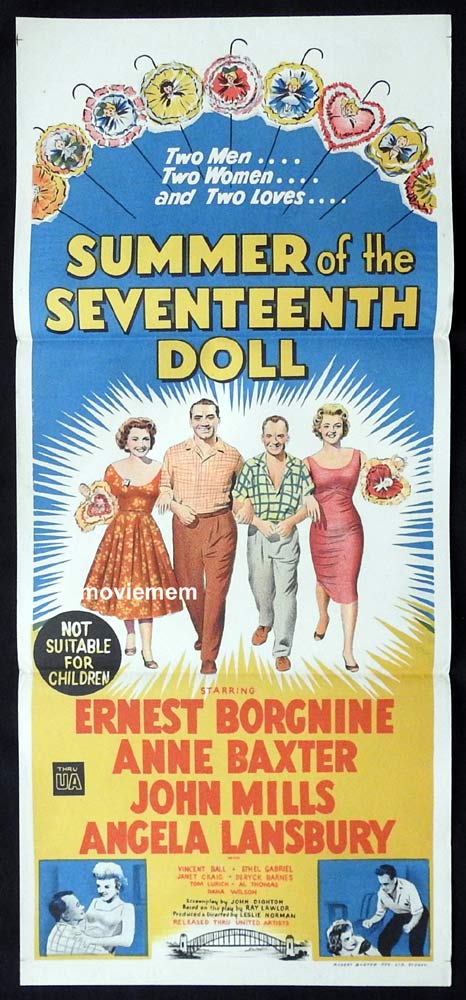 SUMMER OF THE SEVENTEENTH DOLL Original Daybill Movie Poster  Ernest Borgnine