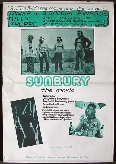 SUNBURY THE MOVIE ’72 Rare Original BILLY THORPE poster