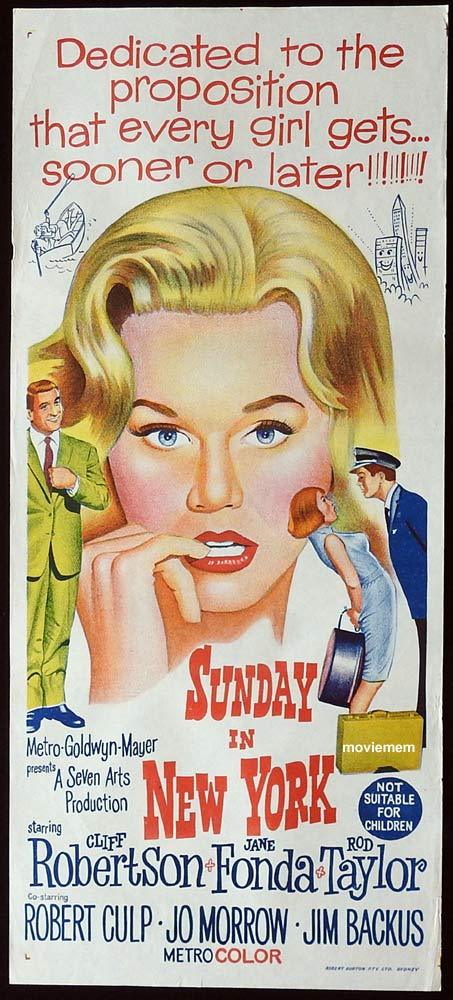 SUNDAY IN NEW YORK Original Daybill Movie Poster Jane Fonda Rod Taylor