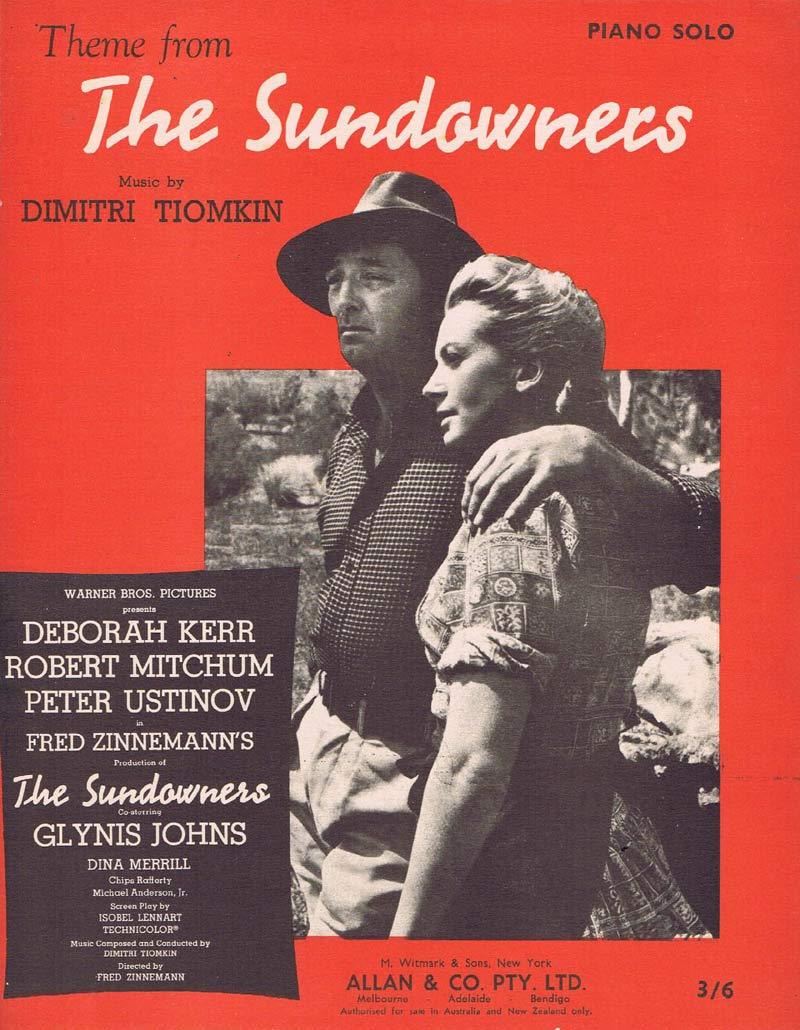 THE SUNDOWNERS Original Sheet Music Robert Mitchum Dimitri Tiomkin