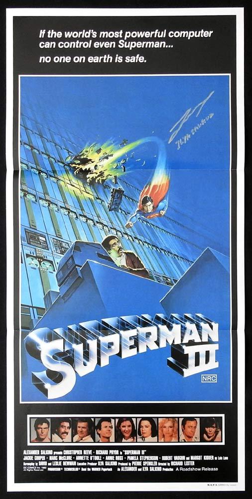 SUPERMAN III Original Daybill Movie Poster ILYA SALKIND Autograph