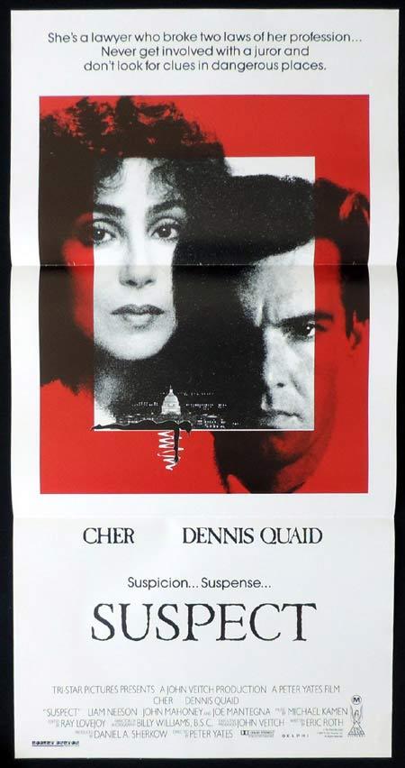 SUSPECT Original Daybill Movie Poster CHER Dennis Quaid