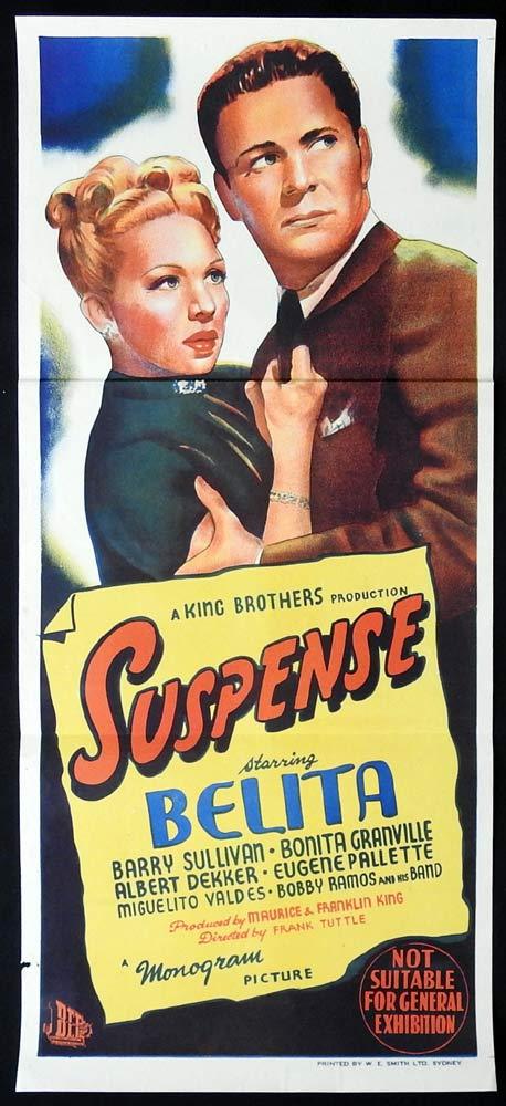 SUSPENSE Original Daybill Movie poster FILM NOIR Barry Sullivan Belita