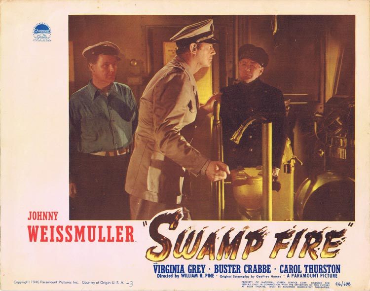 SWAMP FIRE Lobby Card 3 Johnny Weissmuller Buster Crabbe