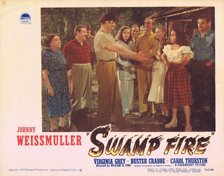 SWAMP FIRE Lobby Card 4 Johnny Weissmuller Buster Crabbe