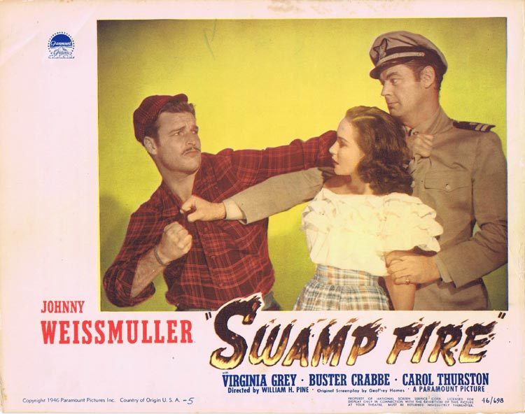 SWAMP FIRE Lobby Card 5 Johnny Weissmuller Buster Crabbe