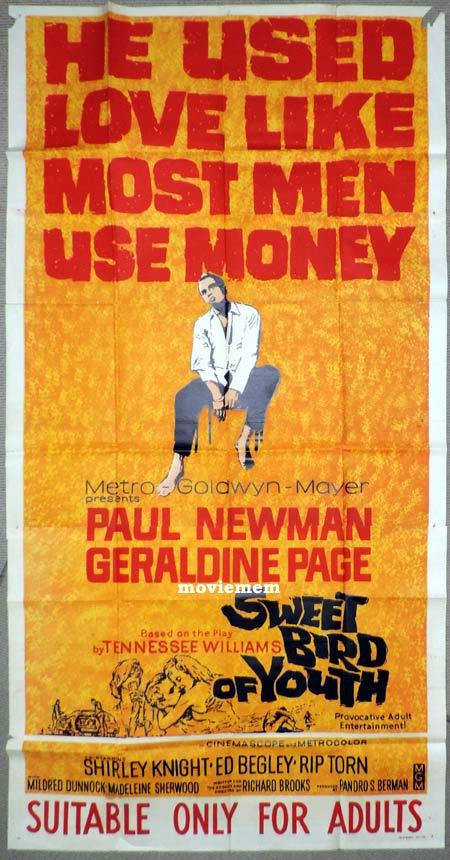 SWEET BIRD OF YOUTH Original 3 Sheet Movie Poster Paul Newman