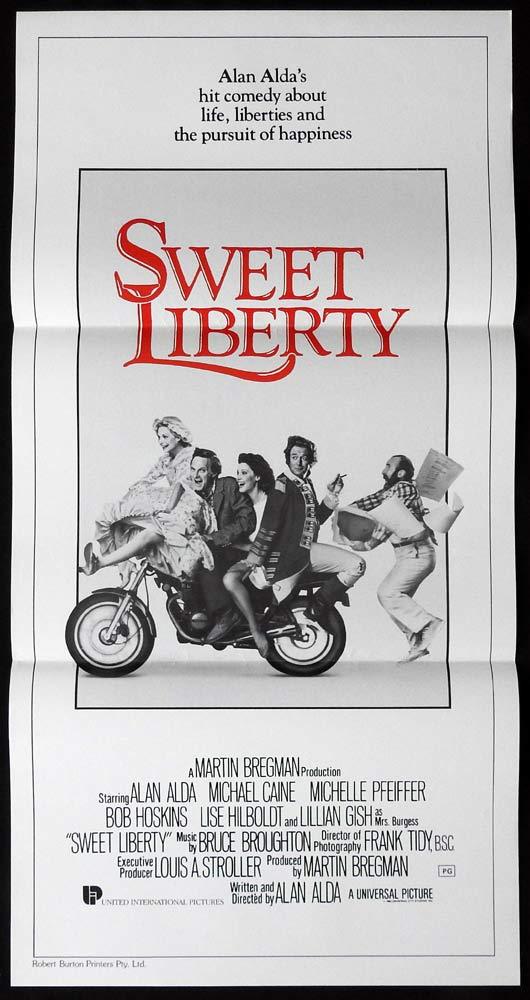 SWEET LIBERTY Daybill Movie poster ALAN ALDA Michael Caine Michelle Pfeiffer