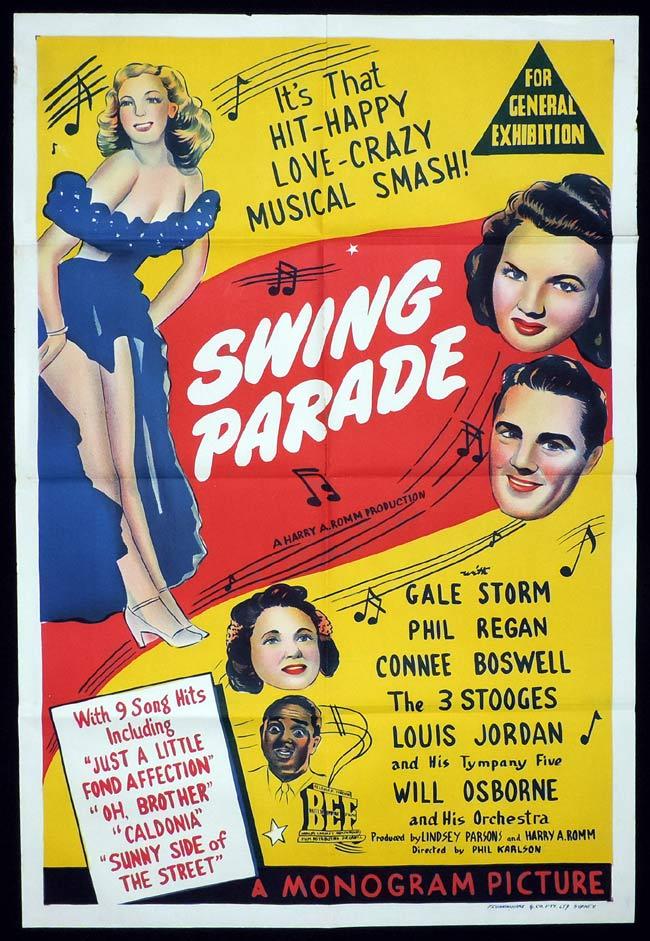 SWING PARADE Original One sheet Movie Poster Gale Storm Phil Regan The Three Stooges