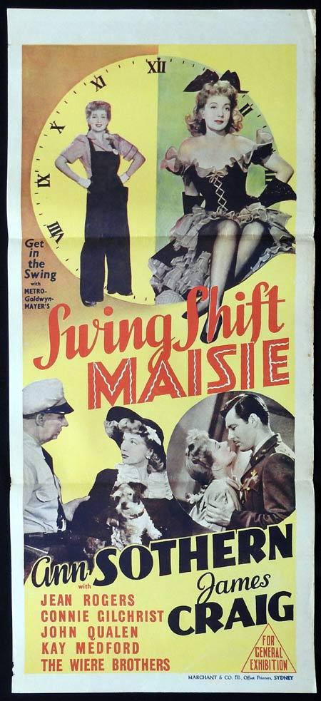 SWING SHIFT MAISIE Original Daybill Movie Poster Ann Sothern Marchant Graphics