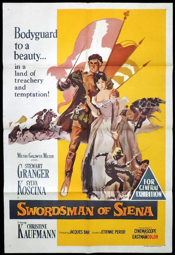 SWORDSMAN OF SIENA One Sheet Movie Poster Stewart Granger Sylva Koscina Christine Kaufmann