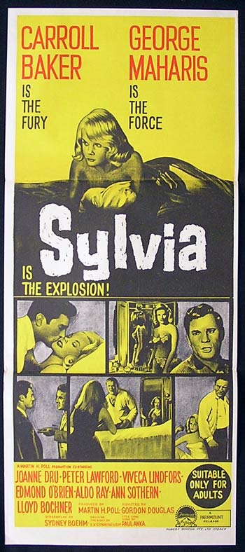 SYLVIA Original Daybill Movie Poster Carroll Baker George Maharis