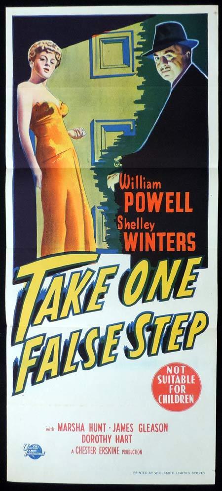 TAKE ONE FALSE STEP Original Daybill Movie Poster William Powell Shelley Winters Film Noir