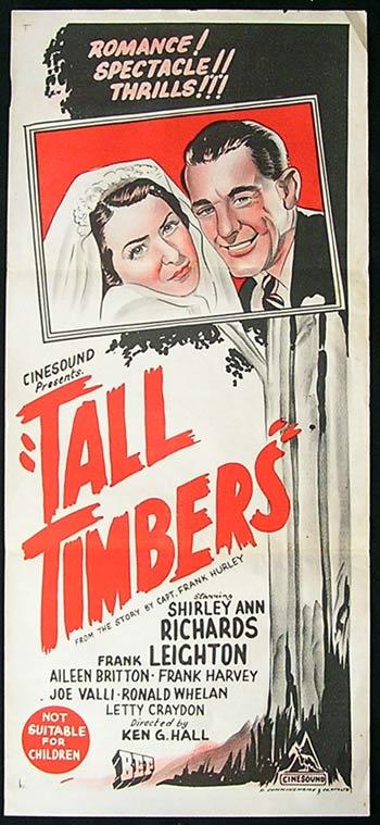 TALL TIMBERS aka TIMBERLAND TERROR Movie poster 1953 Shirley Ann Richards Australian Daybill